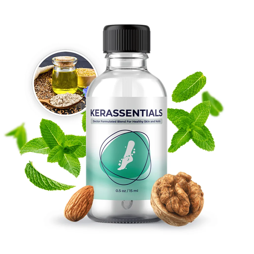 Kerassentials Reviews - Toenail Fungus Solutions Supplement Bottle